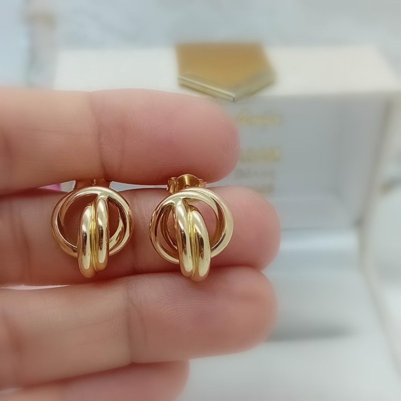 Χρυσά σκουλαρίκια Κ14 "φωλιές"