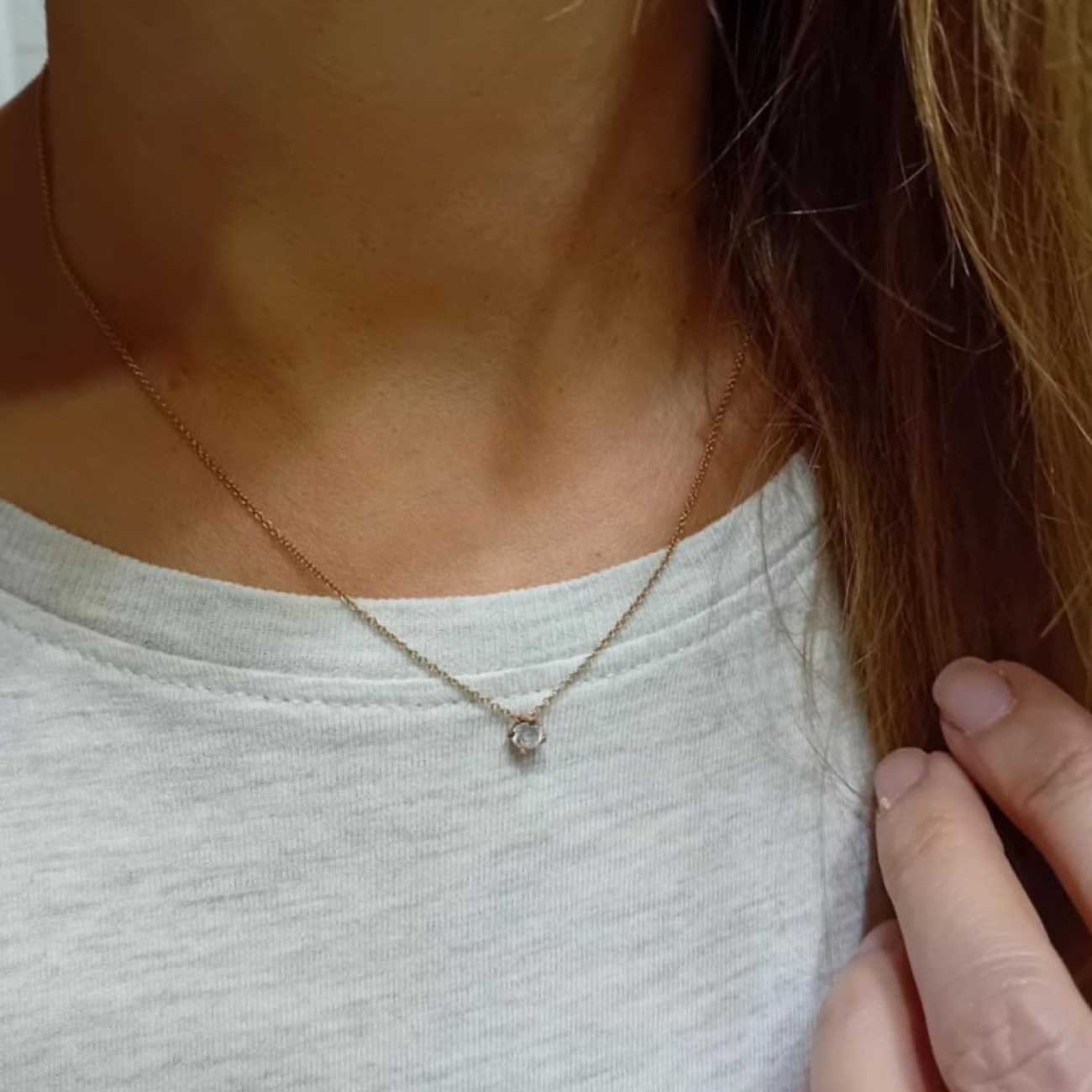 Κολιέ χρυσό rosegold ΜΟΝΟΠΕΤΡΑΚΙ