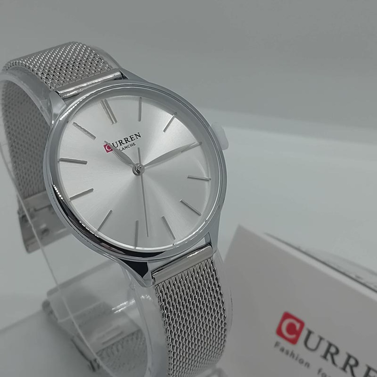 CURREN ρολόι χειρός μπρασελέ ασημί "ψάθα"