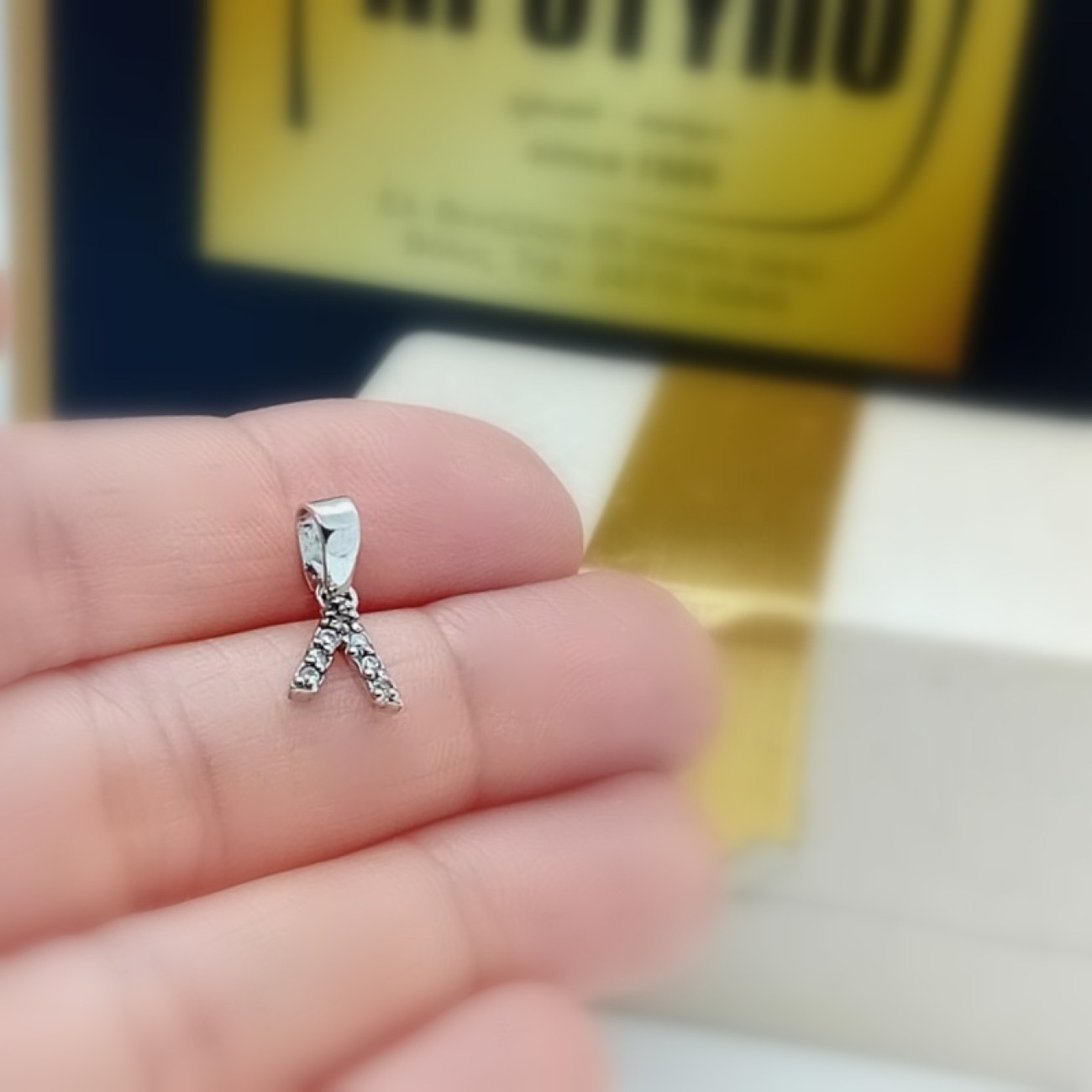 Μονόγραμμα ασήμι ζιργκόν Λάμδα