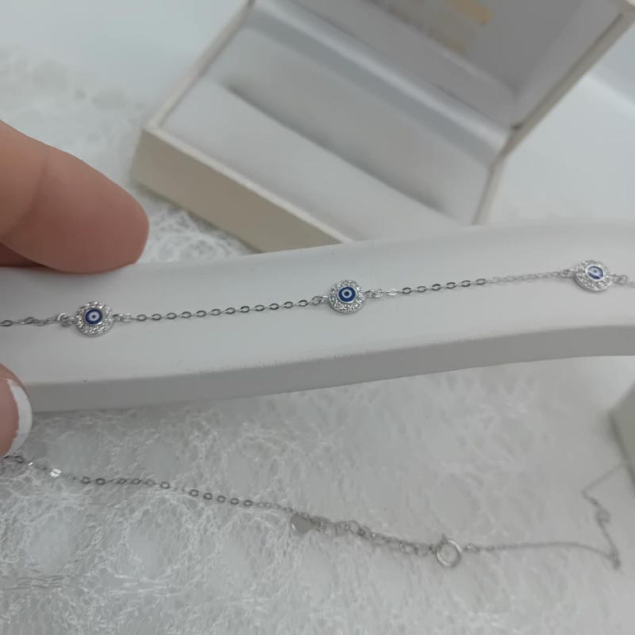 Ασήμι 925 κολιέ με 3 "ματάκια"